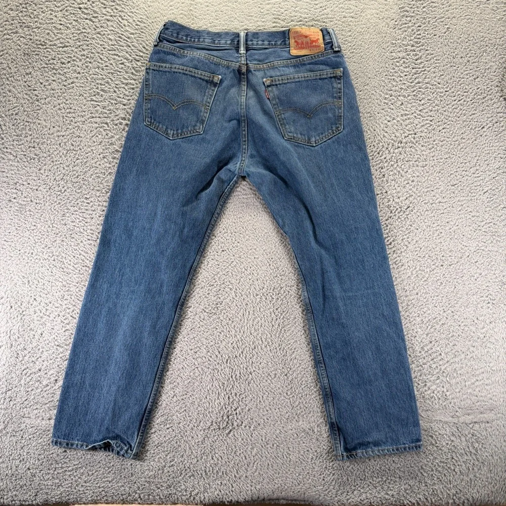 Levi's 505 Jeans Mens 35x30 Blue Cotton Denim Straight Leg Faded Travel Workwear